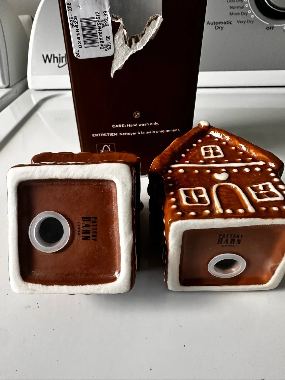 Pottery Barn Gingerbread House Decorative Salt & Pepper Shakers - Brown